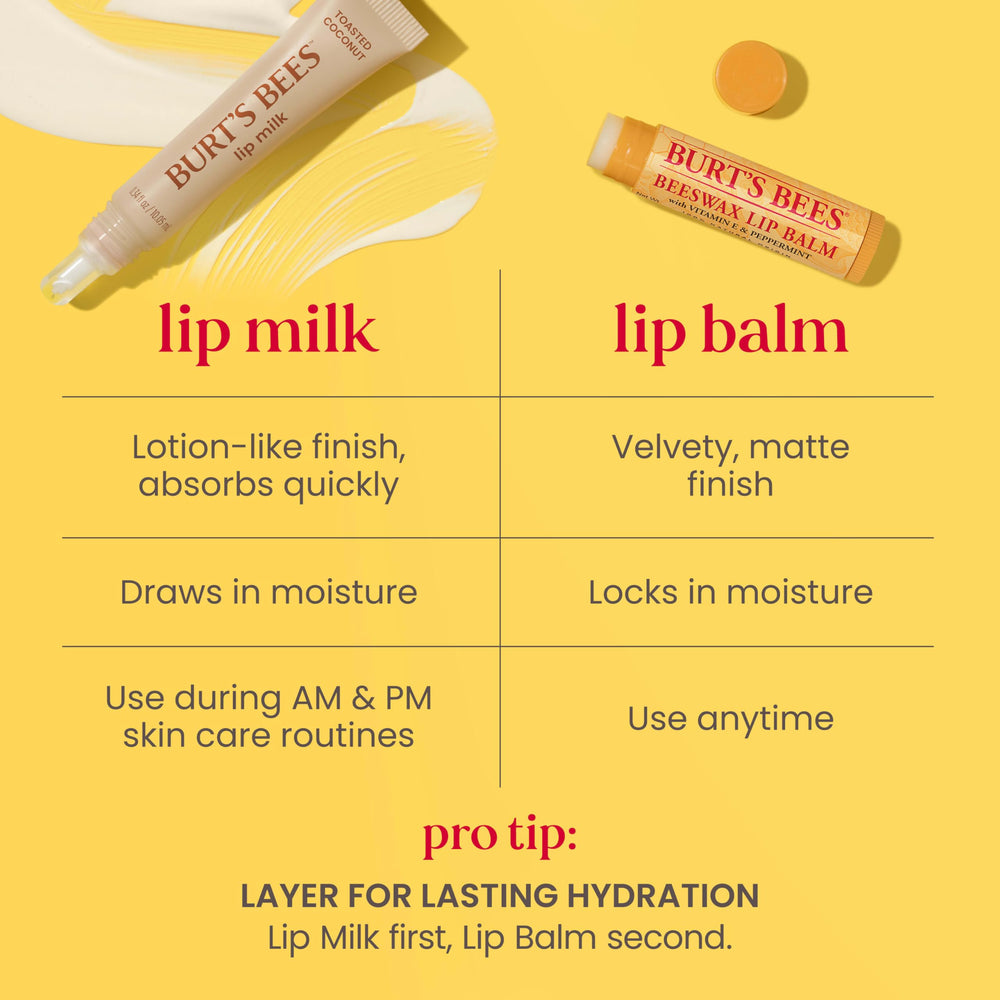 Dairy-free Burts Bees Lip Milk without parabens or SLS for conditioning lips