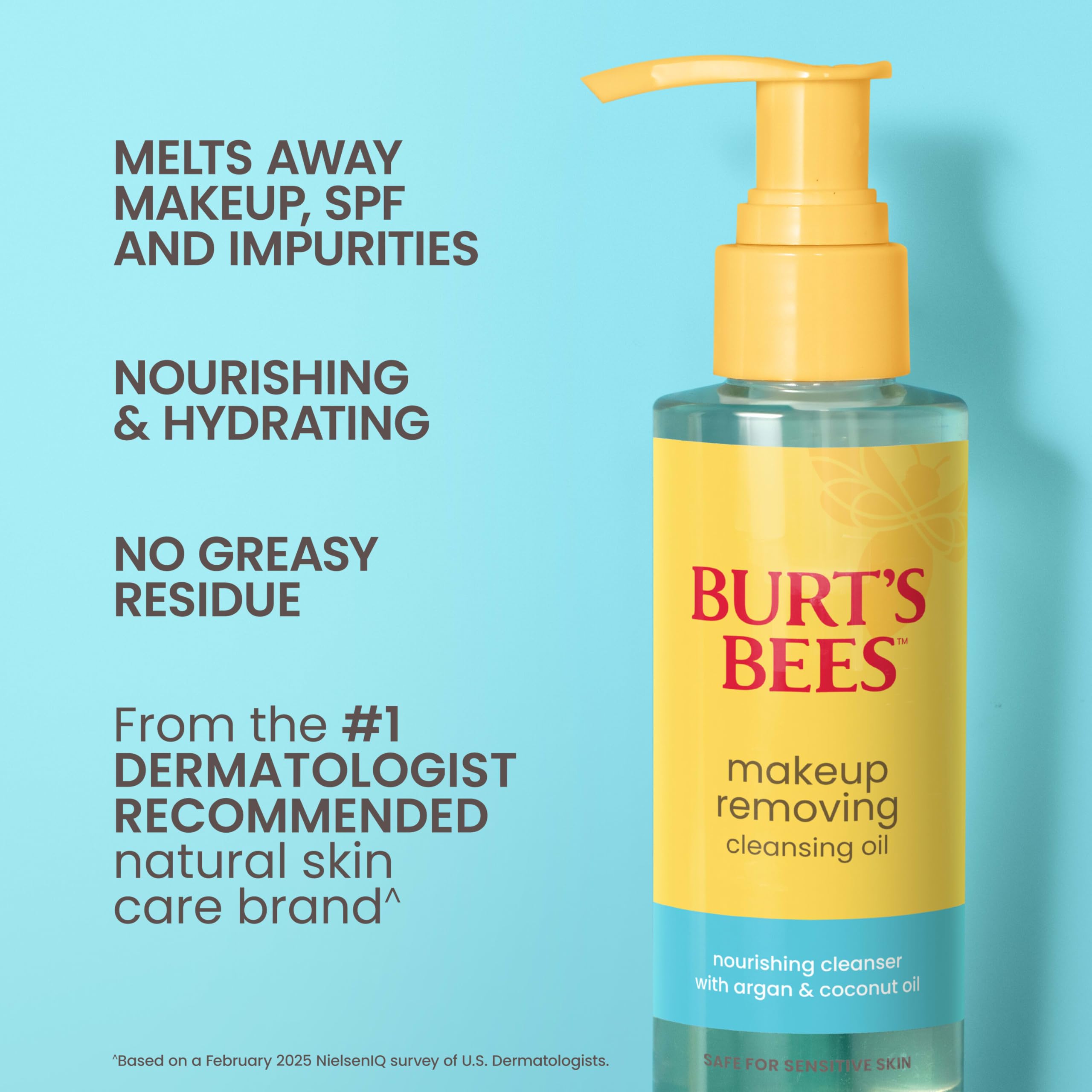 Burt's Bees Desmaquillante aceite Argán y Coco, mezcla nutritiva para la piel.