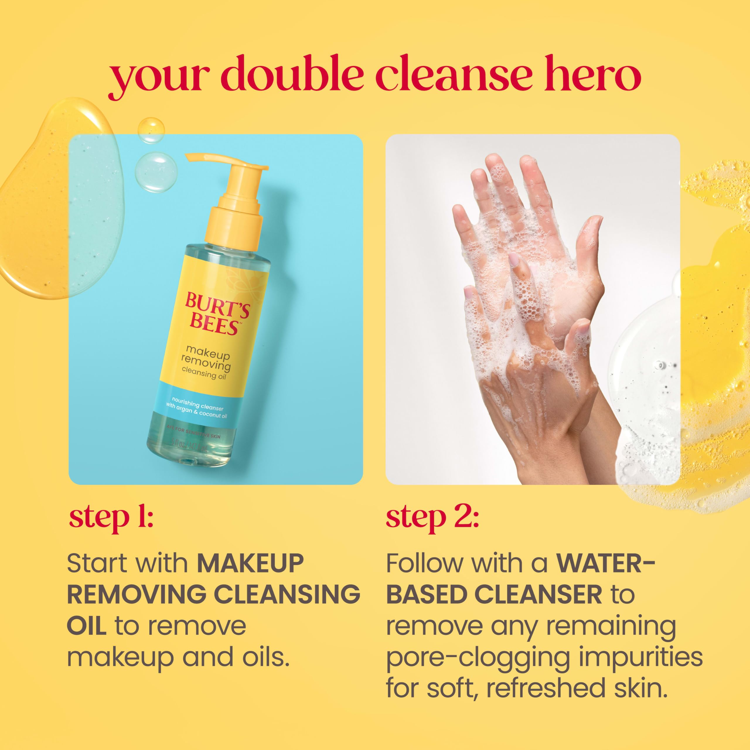 Burt's Bees Desmaquillante aceite sin residuo graso, sensación ligera tras la limpieza.