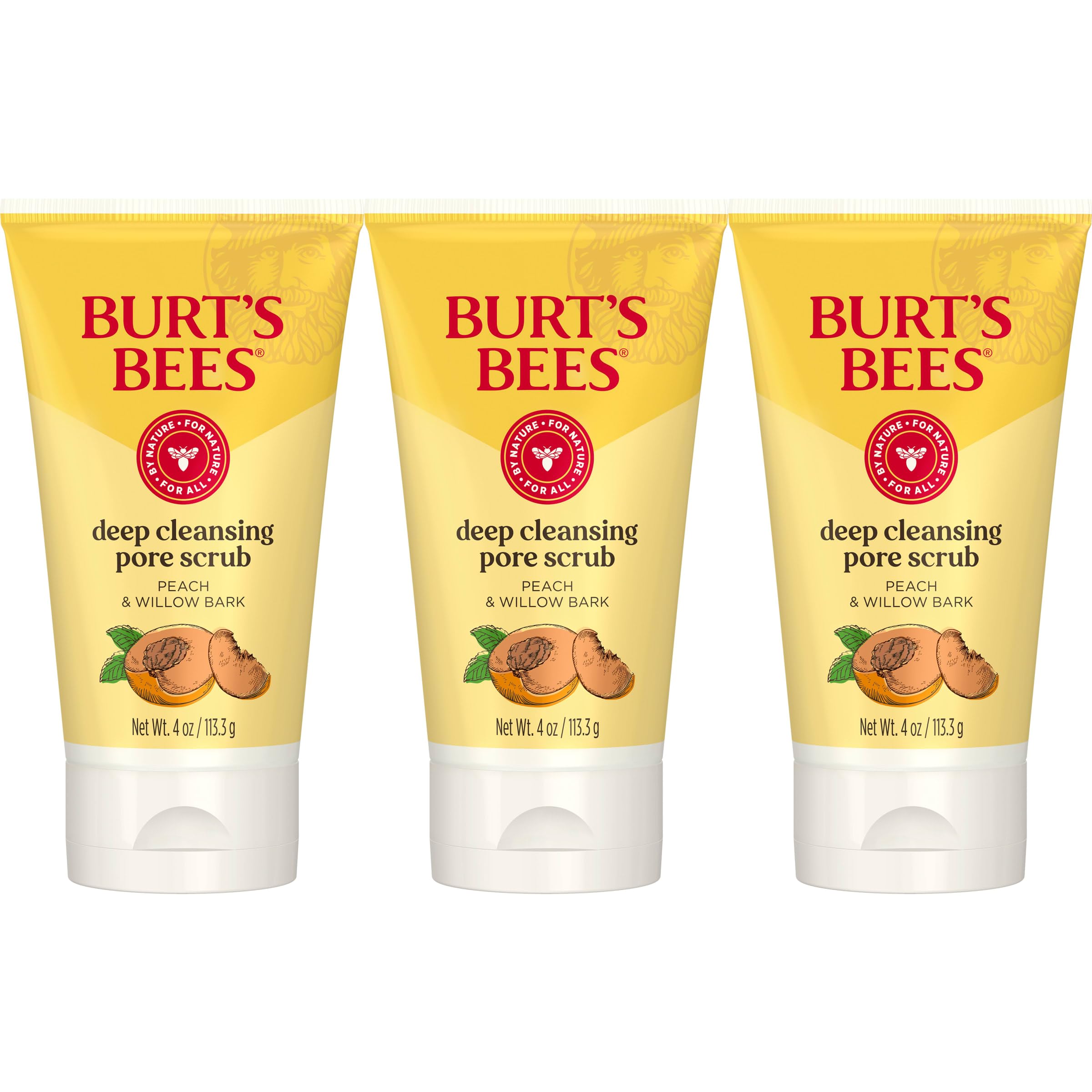 Burt's Bees exfoliante poros durazno y corteza de sauce, limpieza profunda.