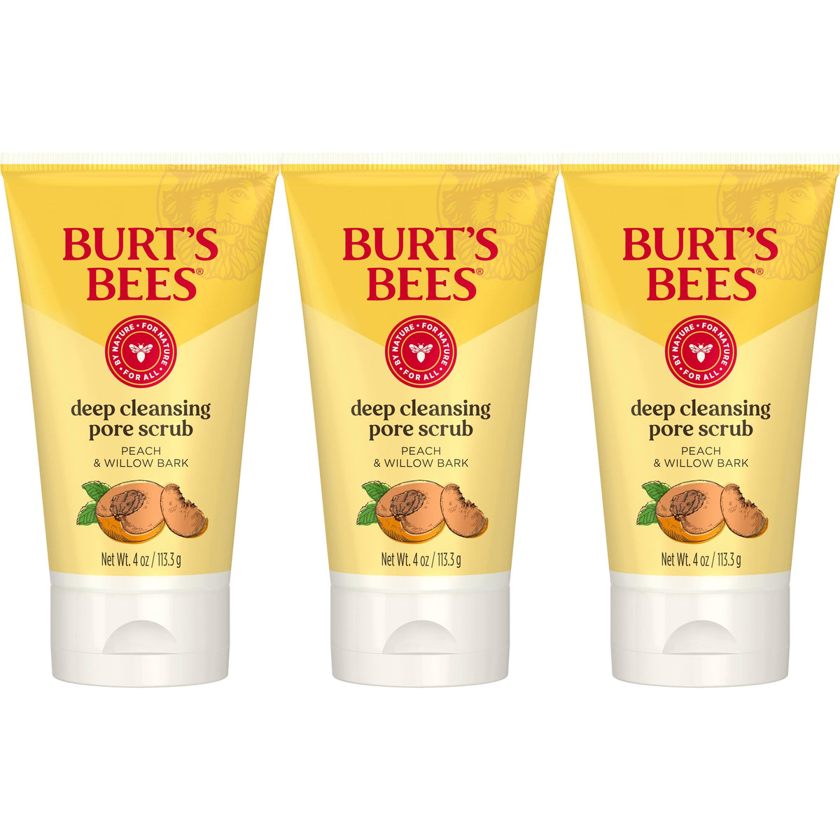 Burt's Bees exfoliante poros durazno y corteza de sauce, limpieza profunda.