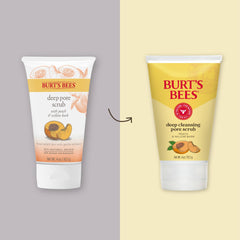 Burt's Bees exfoliante profundo poros, textura suave con durazno.
