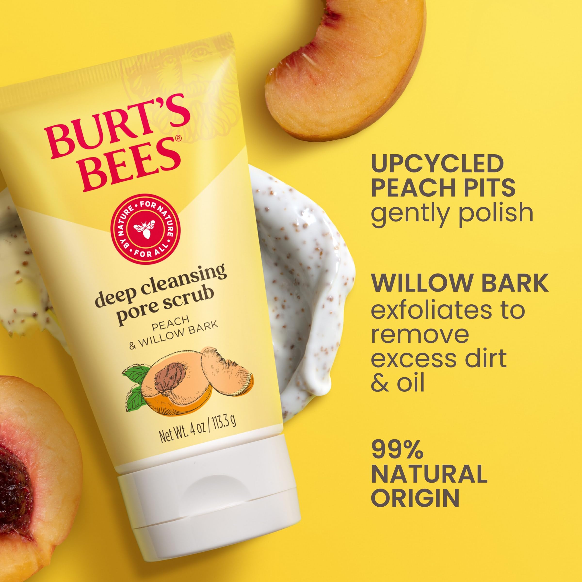 Burt's Bees exfoliante durazno, pulido suave para piel lisa.