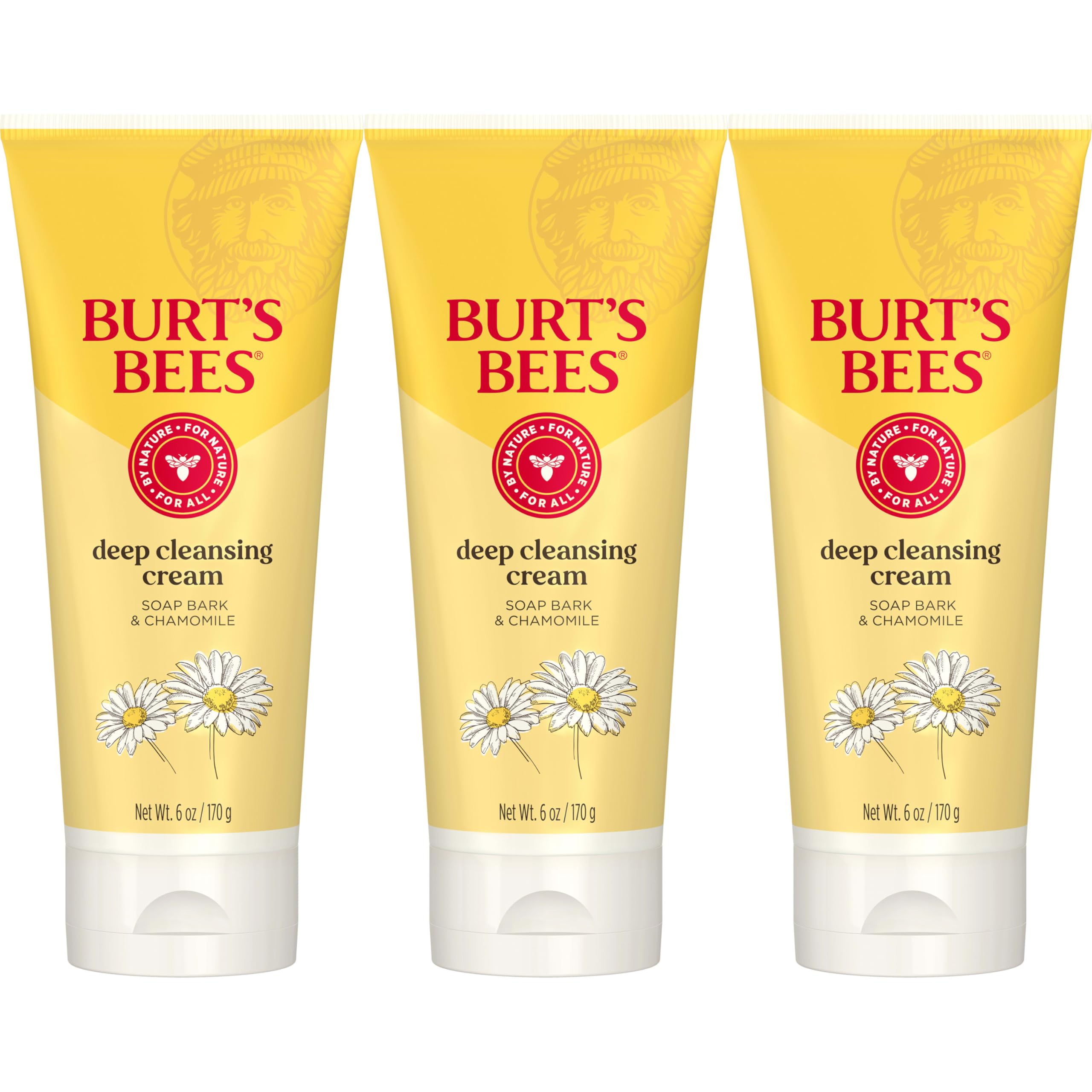 Burt's Bees face wash deep cleansing cream bottle shown for dirt and makeup removal.