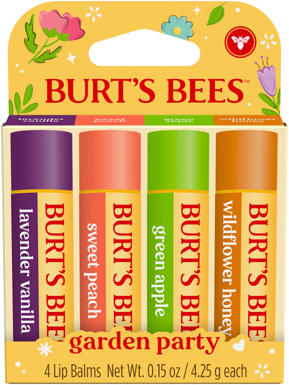 Burt’s Bees Garden Party bálsamo labial con cera de abejas natural, ideal para bolso