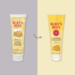 Burt's Bees Honey Grapeseed Hand Cream texture closeup shows creamy formula for quick absorption.