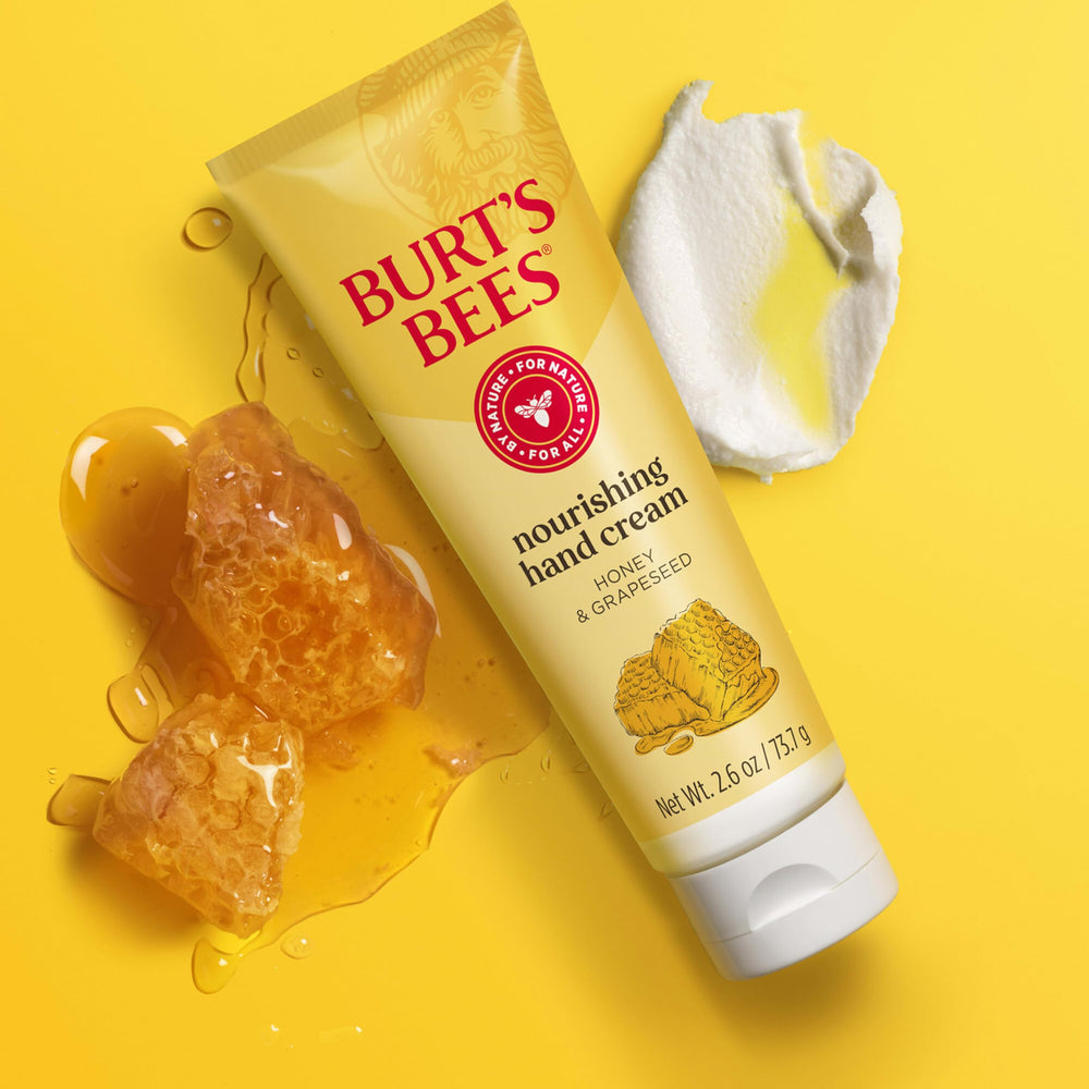 Burt's Bees hand cream ingredients include honey cupuacu butter grapeseed and macadamia oils for nourishment.