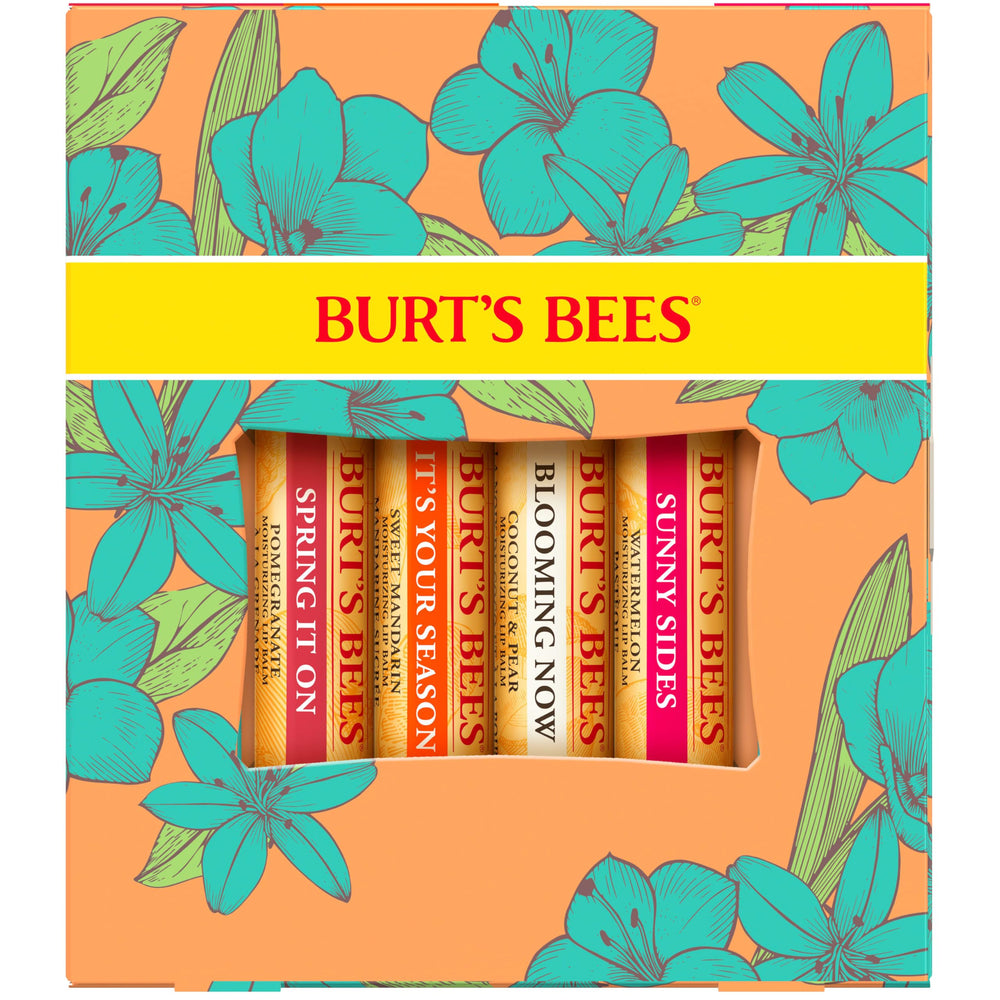Ingredientes naturales en Burt's Bees Just Picked Lip Balm Set, cuidado limpio y suave.