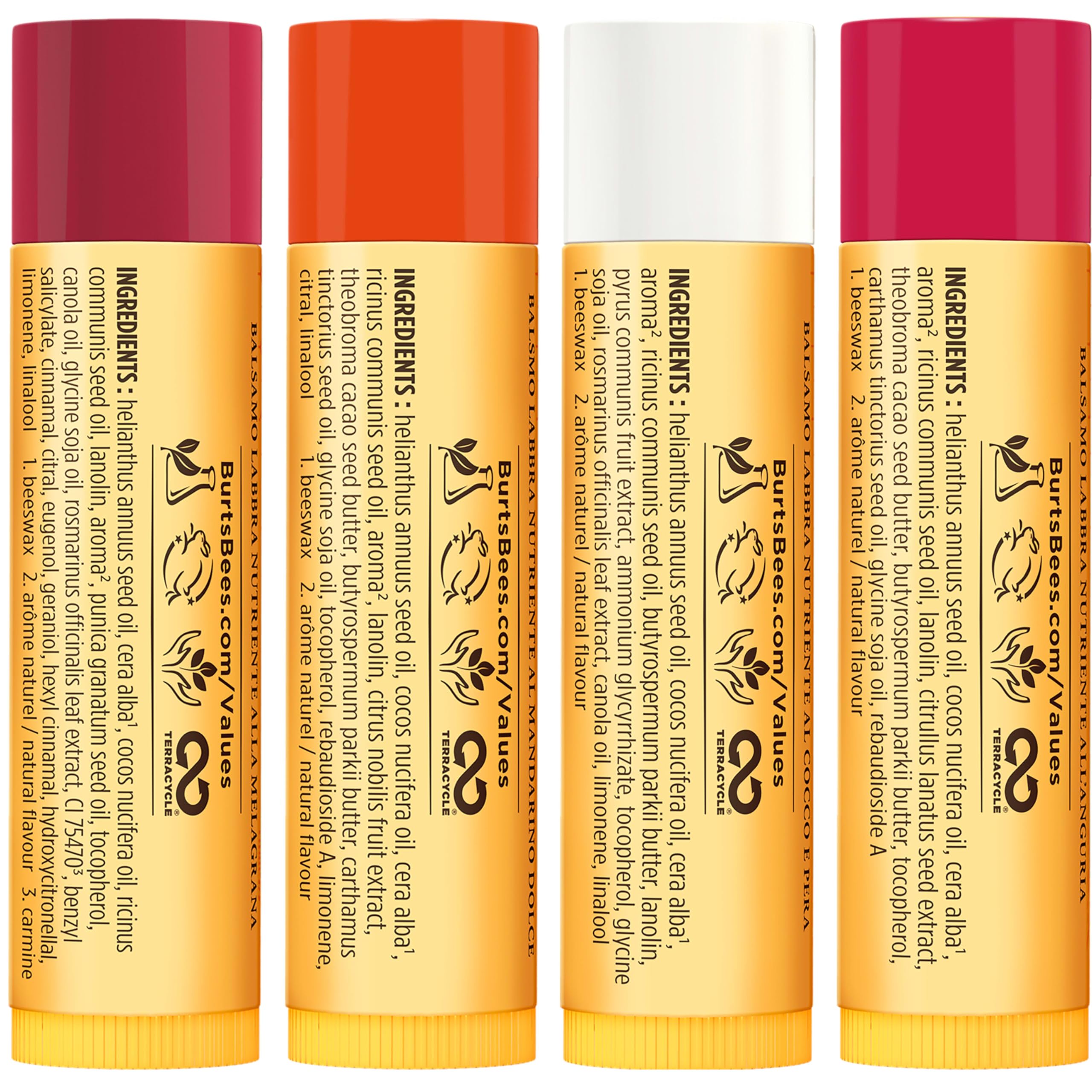 Tamaño portátil del Burt's Bees Just Picked Lip Balm Set para bolsos y viajes.