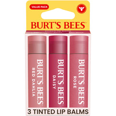 Burt's Bees labial tintado trio dalia roja, tono natural para uso diario.