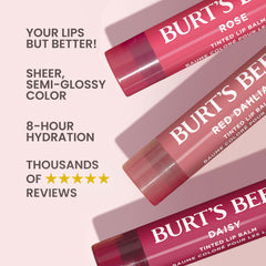 Burt's Bees labial tintado trio rosa, brillo suave y saludable.
