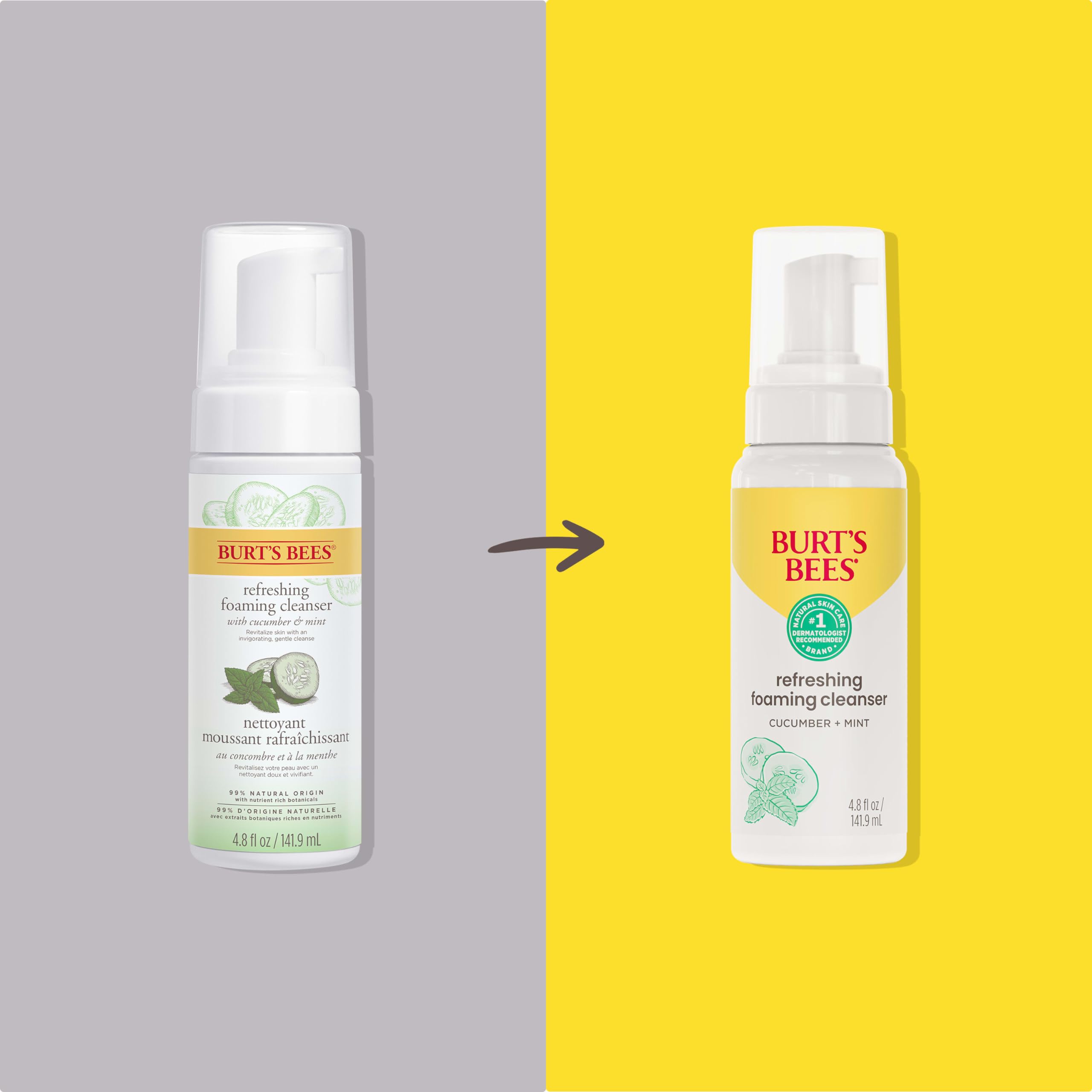 Burt's Bees espuma lavadora generando espuma suave en la palma
