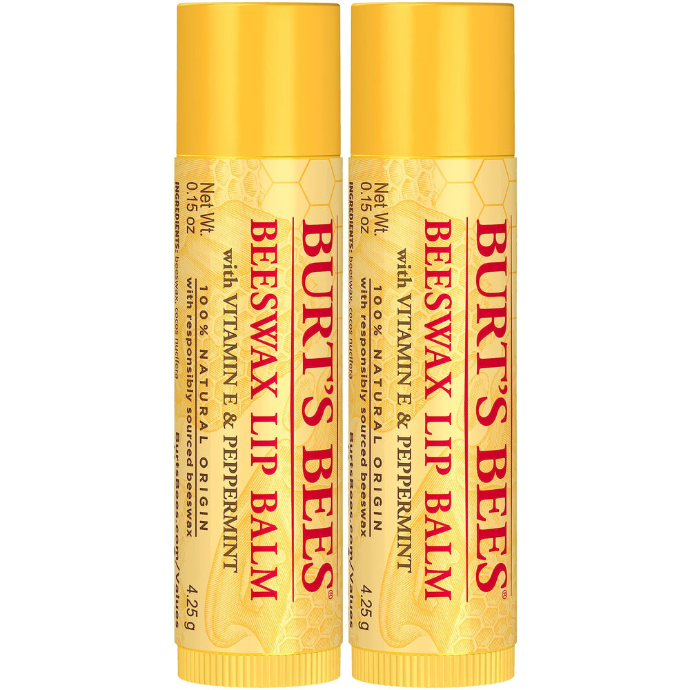 Eco-friendly Burt's Bees lip balm tube made with 70% recycled plastics.