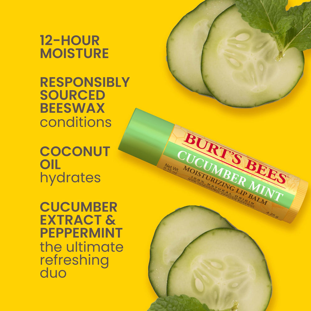 Burts Bees Lip Balm Cucumber Mint con menta y pepino para labios frescos