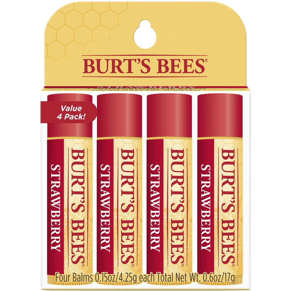 Burt's Bees Bálsamo labial fresa en tubo, hidratación suave para labios diarios.
