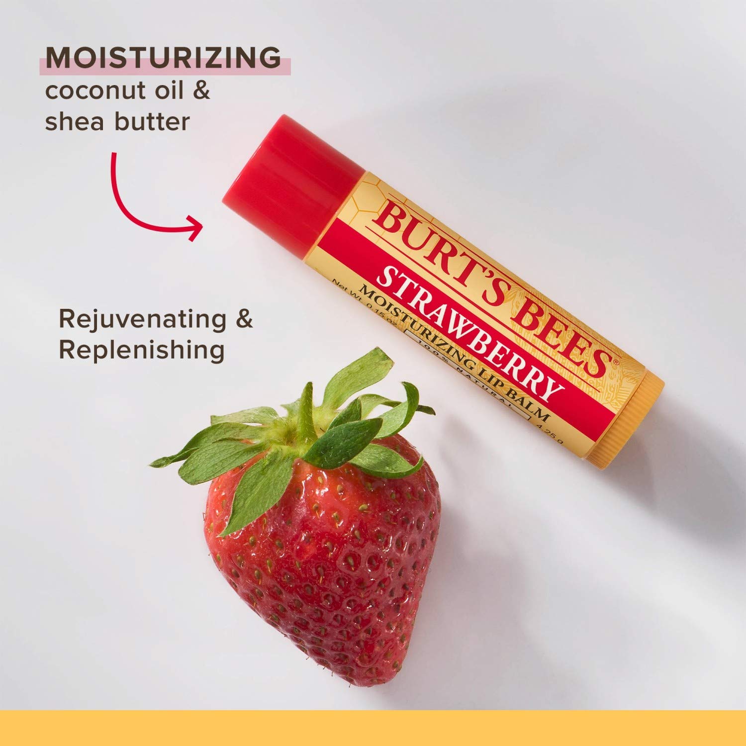 Burt's Bees Bálsamo labial, textura mate, aplicación suave para labios hidratados.