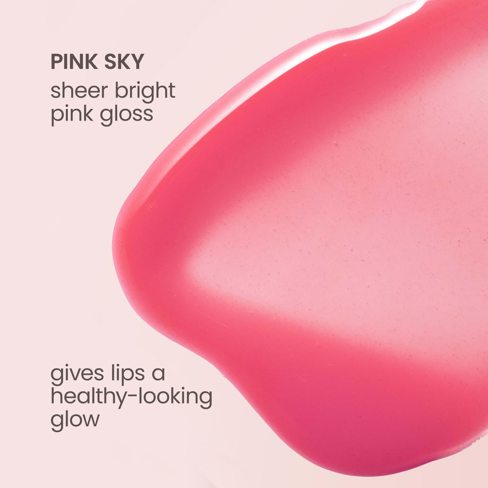 Burt's Bees Lip Oil Pink Sky non-sticky texture in use.
