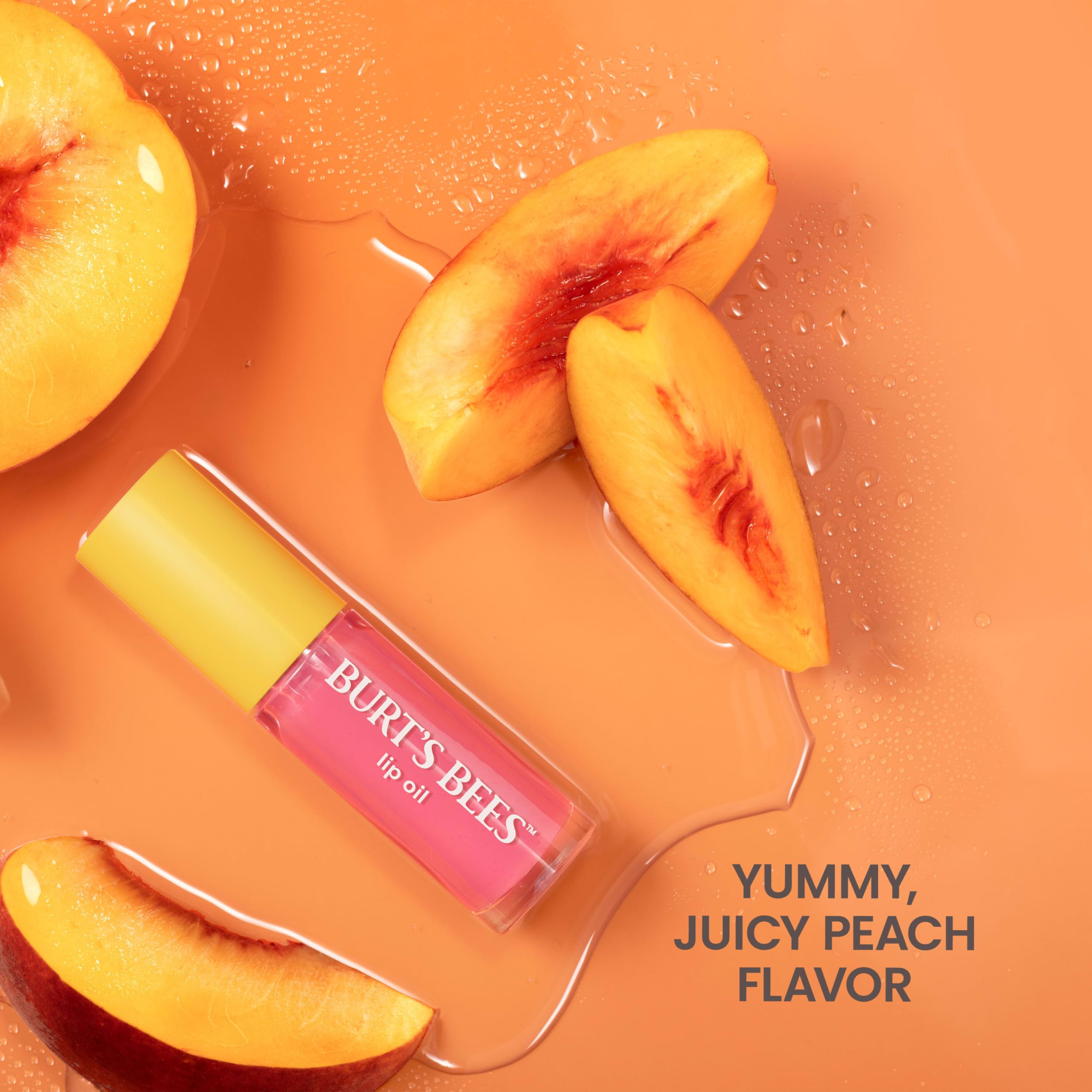 Burt's Bees Lip Oil Pink Sky peach flavor hint.