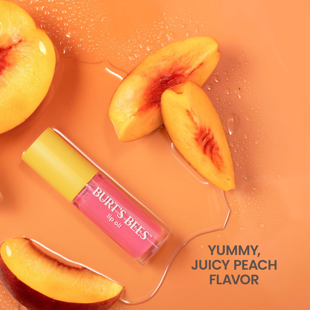 Burt's Bees Lip Oil Pink Sky peach flavor hint.