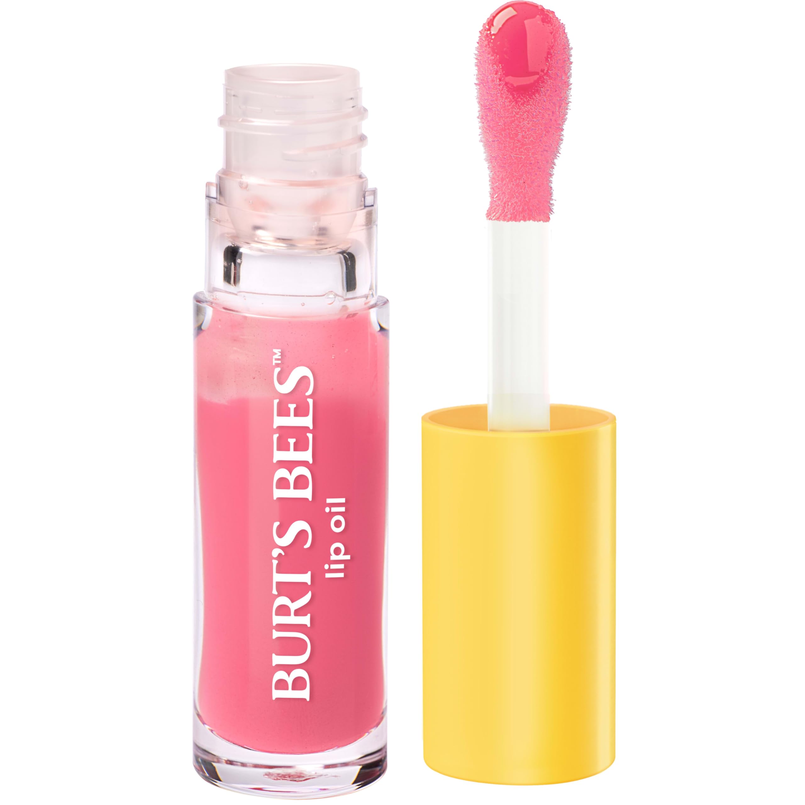Burt's Bees Lip Oil Pink Sky wand applying precise color.