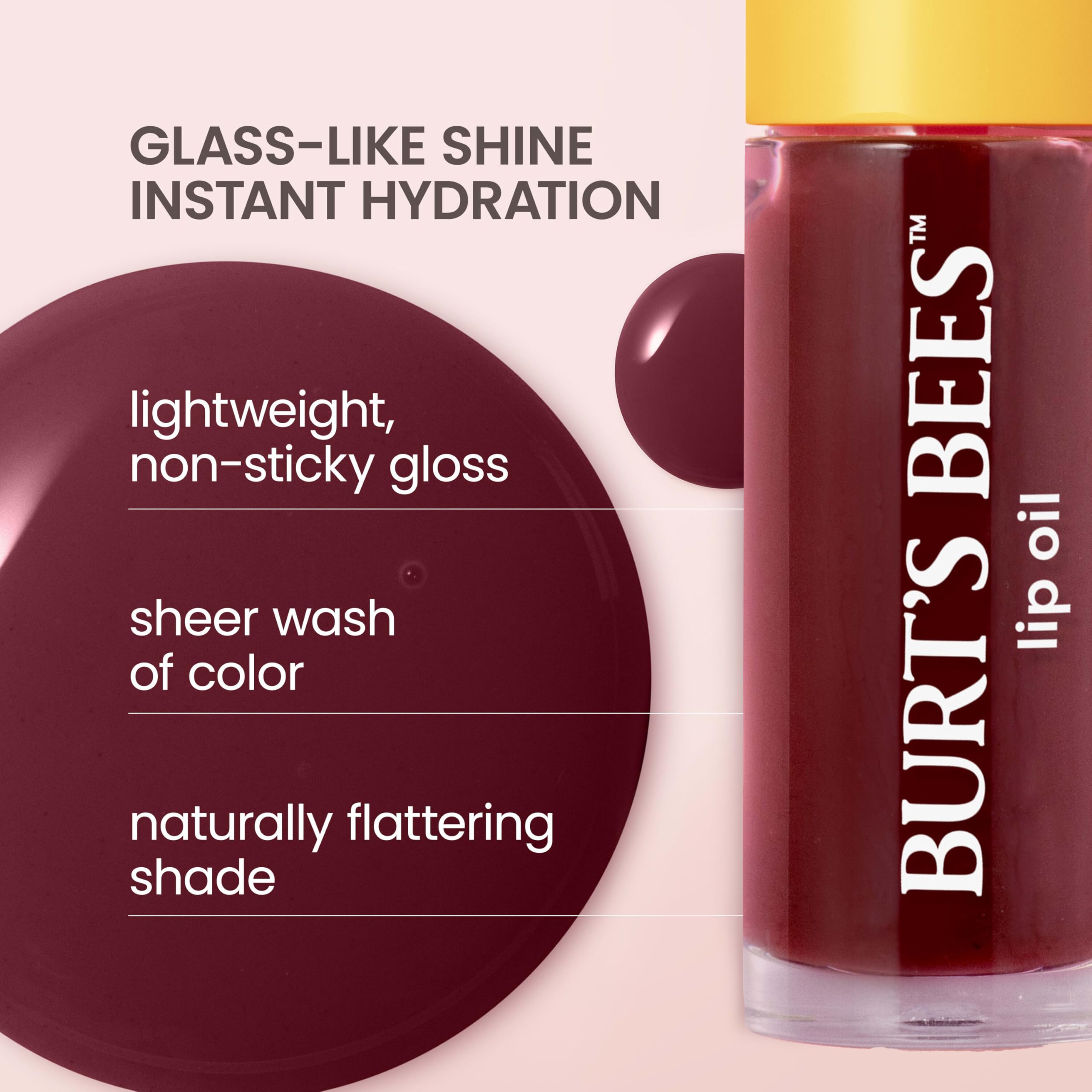 Sheer plum glow from Burt's Bees Lip Oil Plum Twilight color.