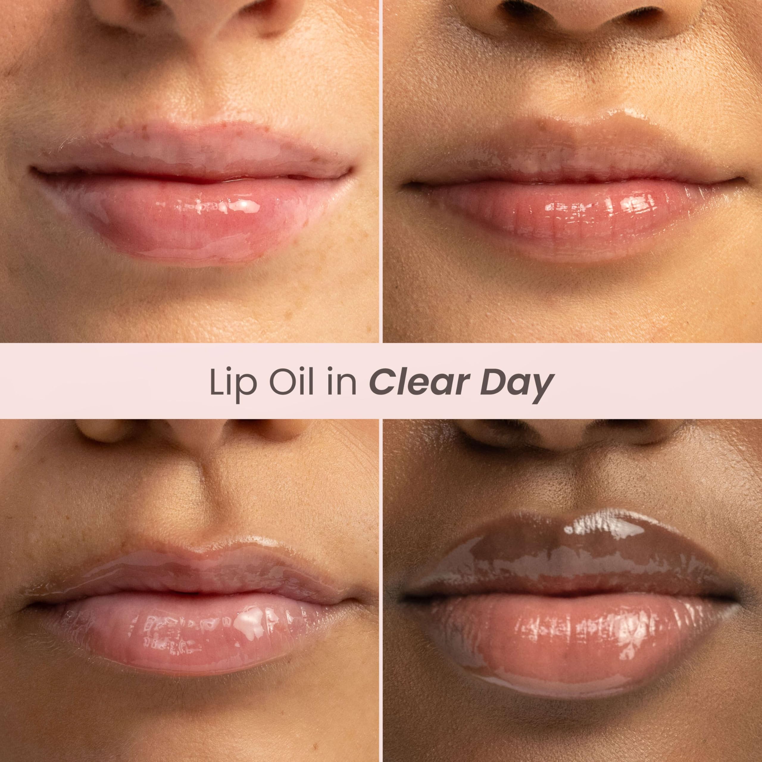 Burts Bees Clear Day Lip Oil offers peach aroma for refreshing feel.
