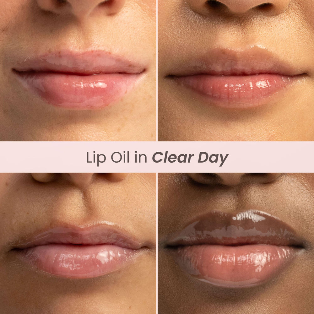 Burts Bees Clear Day Lip Oil offers peach aroma for refreshing feel.