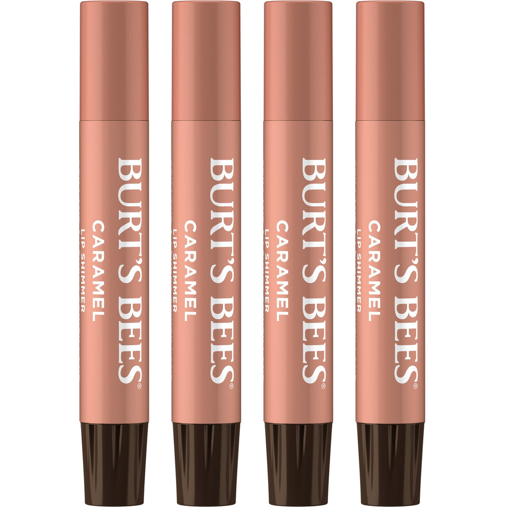 Burt's Bees Lip Shimmer Caramel close-up with a luminous, hydrating lip glow
