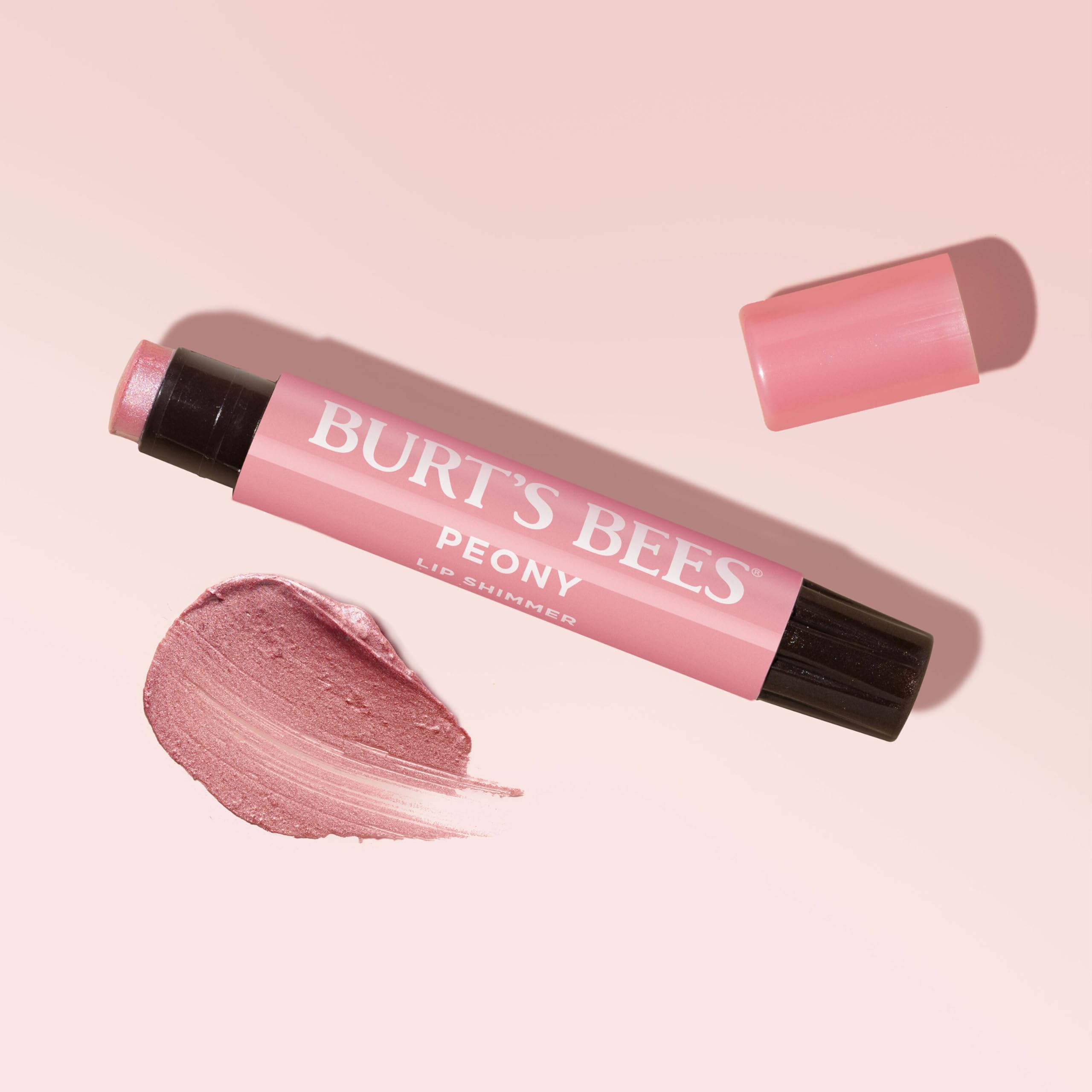 Burt's Bees Lip Shimmer Peony comes in recyclable carton.