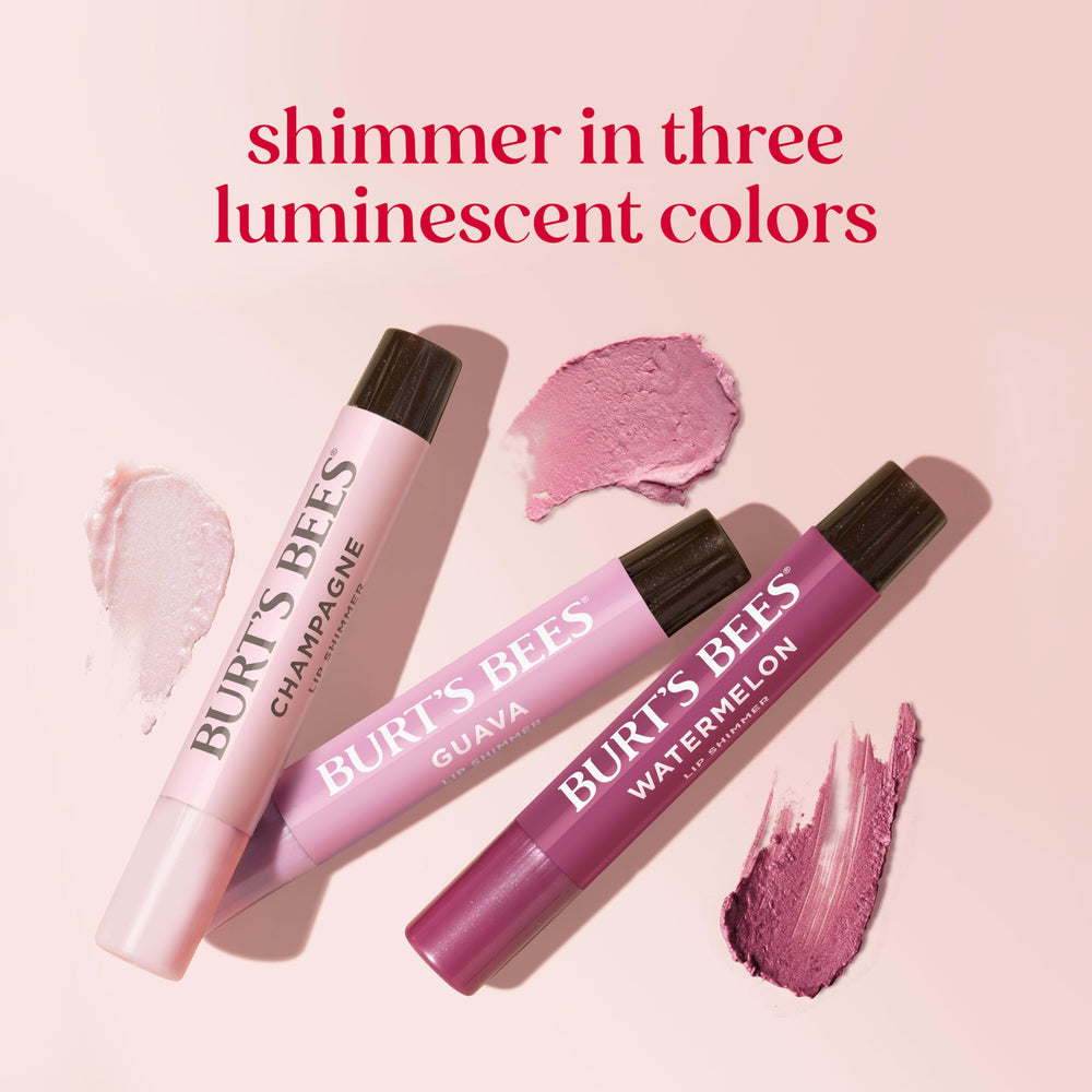 Trío Burt's Bees Lip Shimmer: tres tonos en estuche compacto.