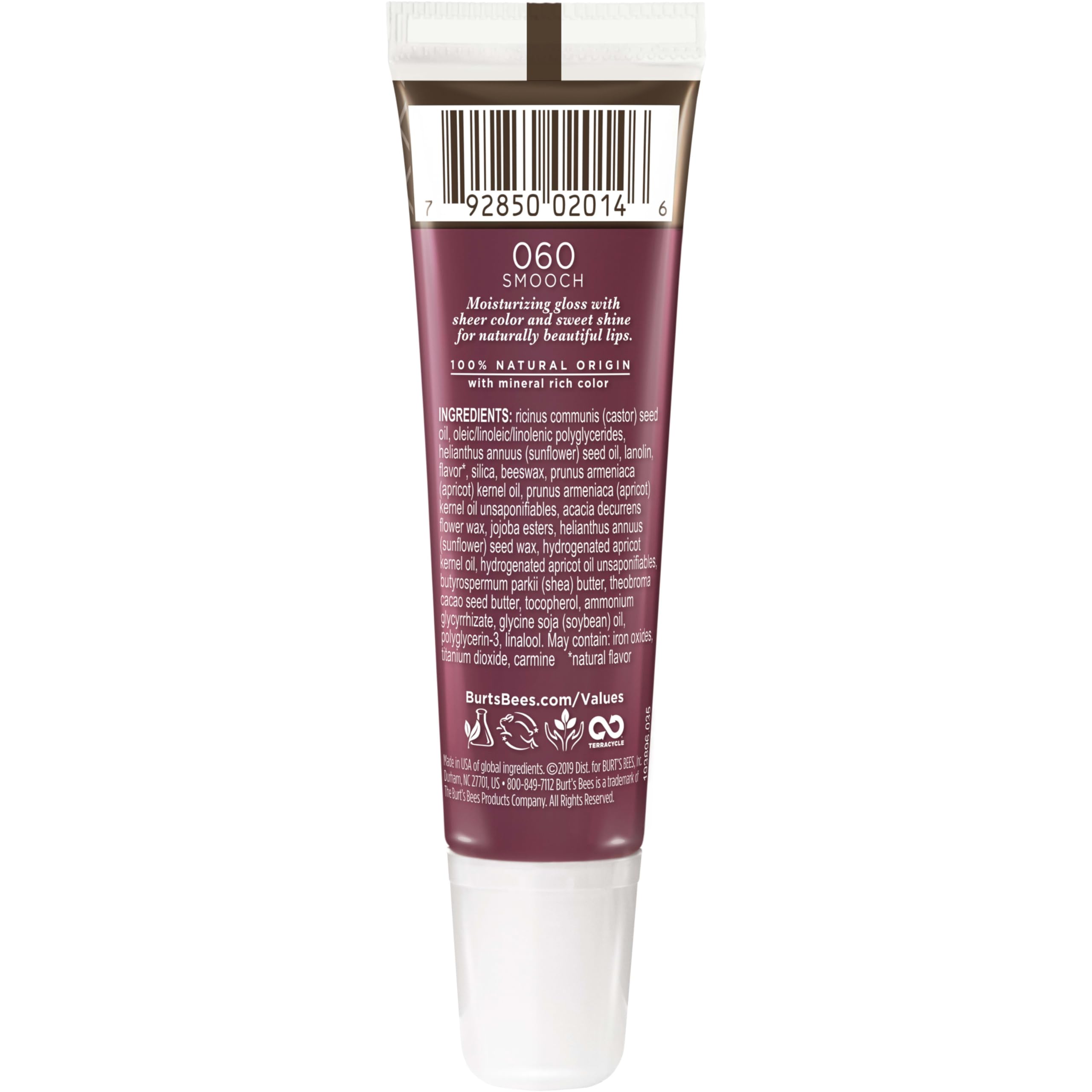 Burt's Bees Lip Shine Smooch packaging tube shown for easy touch-ups.