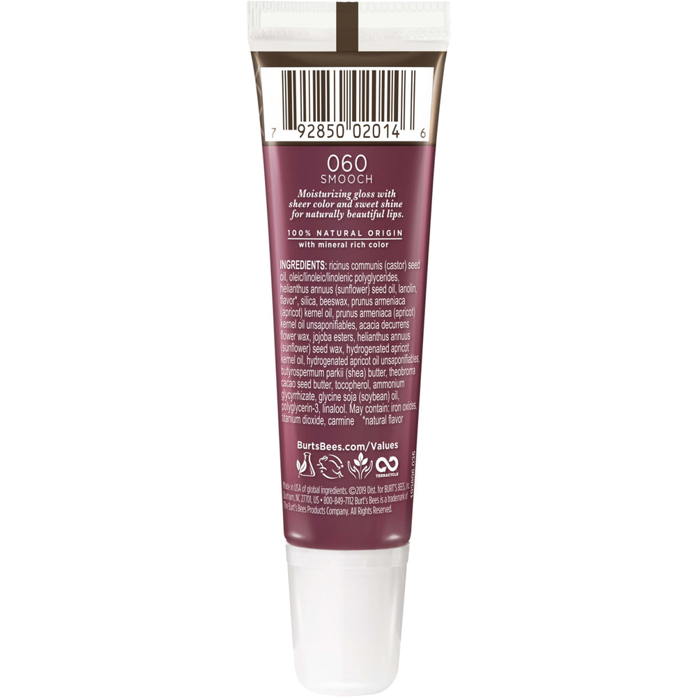 Burt's Bees Lip Shine Smooch packaging tube shown for easy touch-ups.