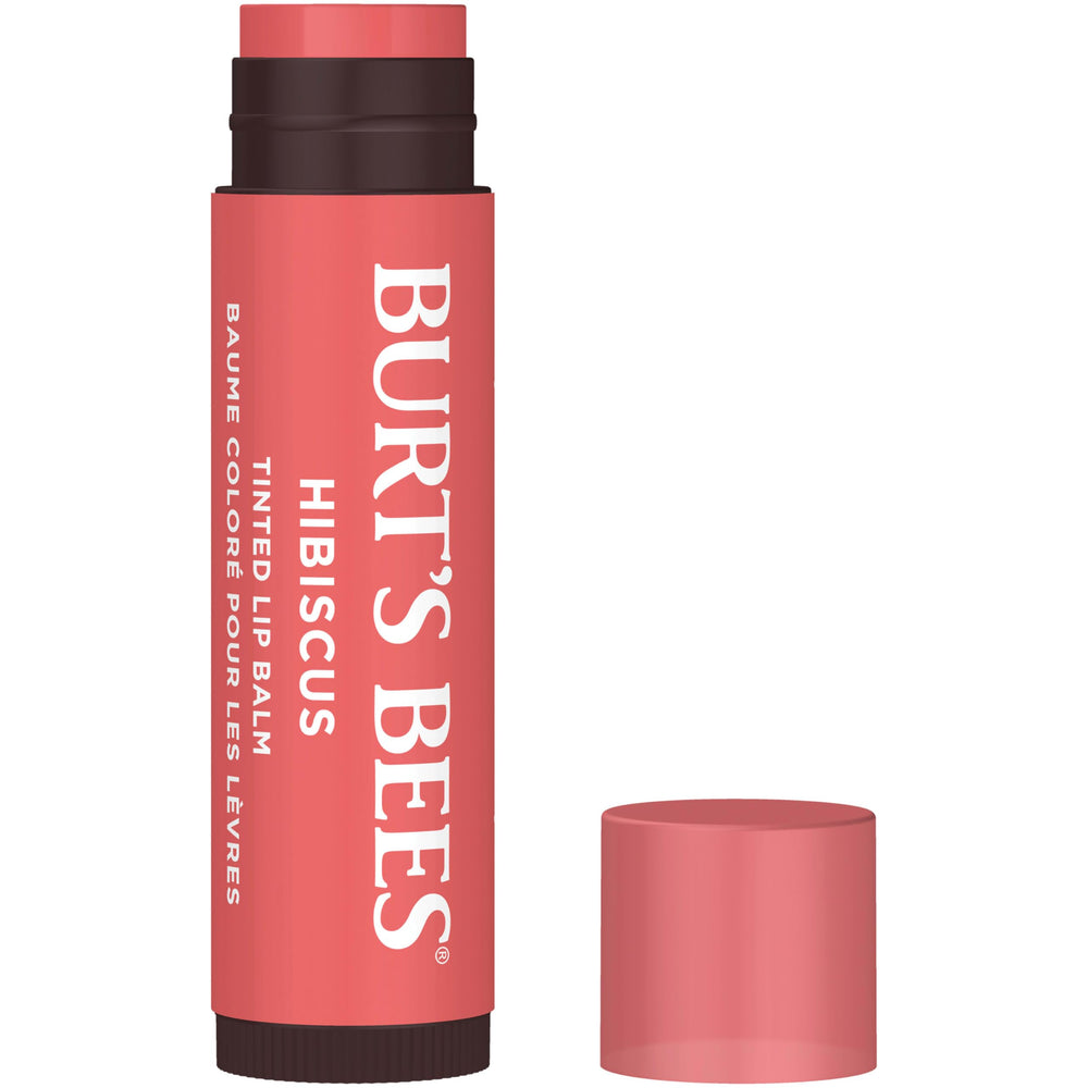 Burts Bees Hibiscus balm packaging highlights clean ingredients.