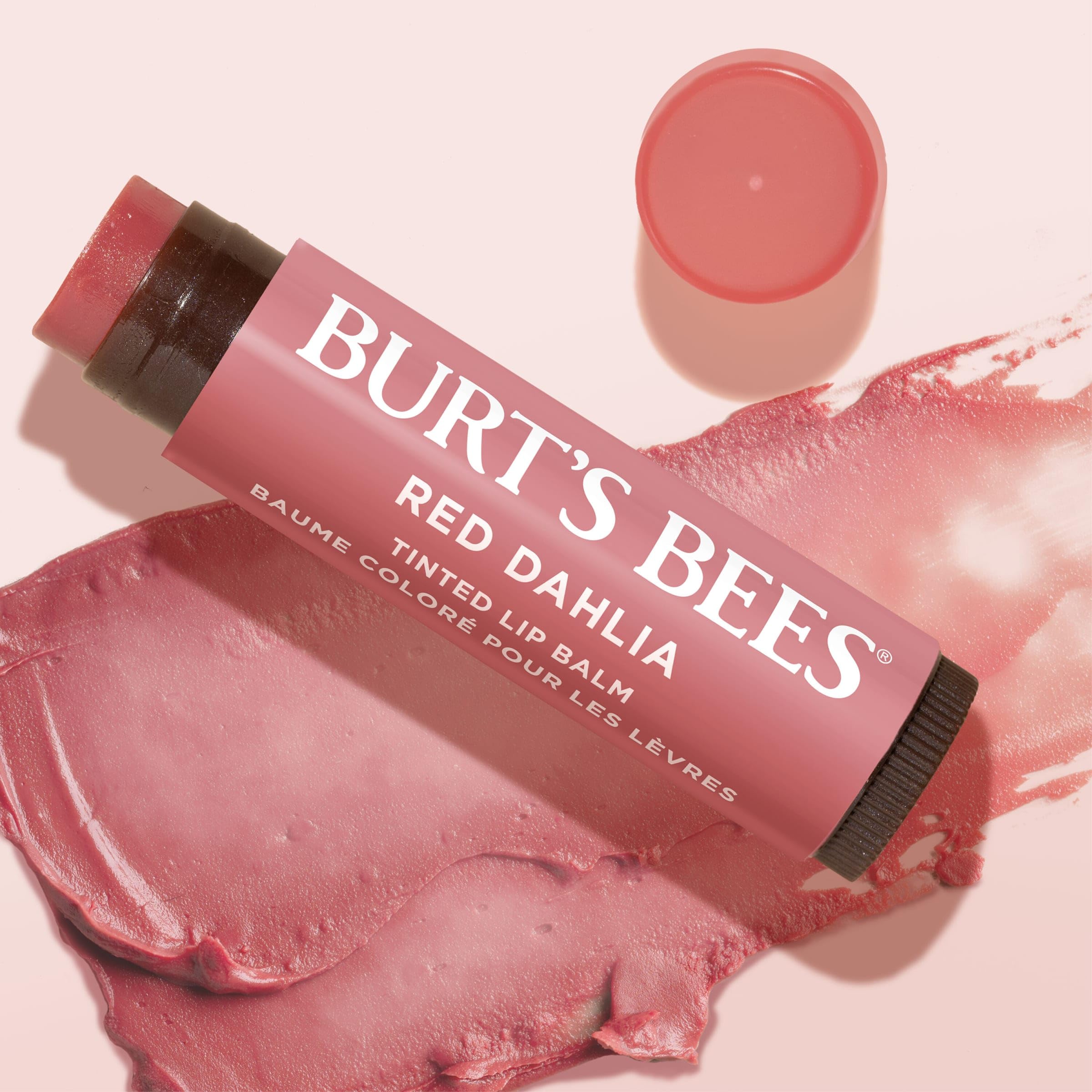 Burt's Bees Lip Tint Balm Red Dahlia beeswax provides natural protection.