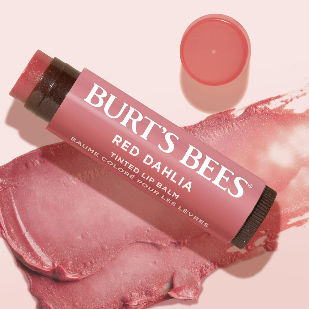 Burt's Bees Lip Tint Balm Red Dahlia beeswax provides natural protection.