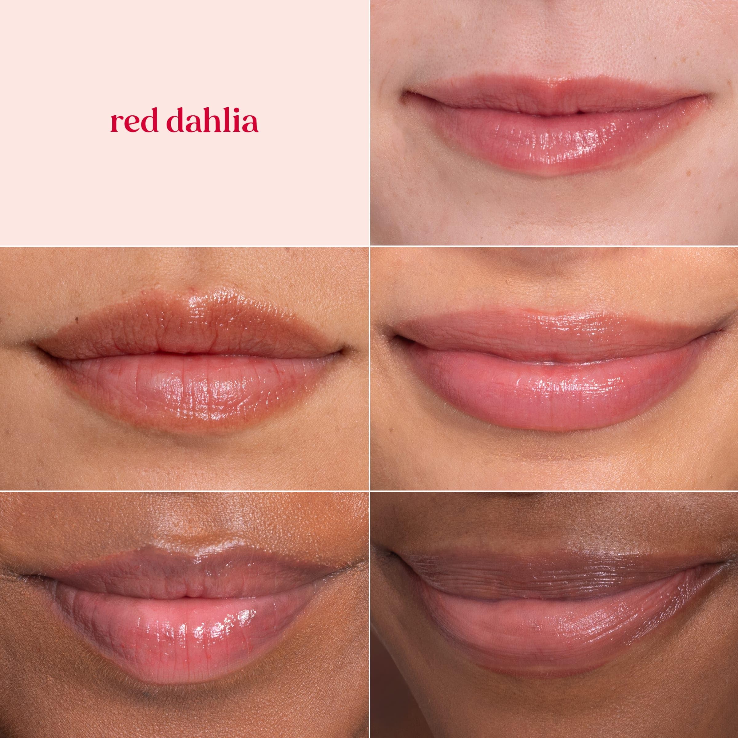 Burt's Bees Lip Tint Balm Red Dahlia glossy finish hints at natural glow.