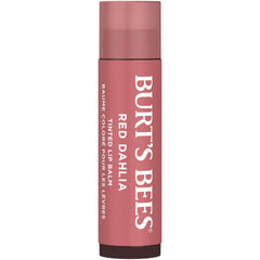 Burt's Bees Lip Tint Balm Red Dahlia swirl shows a soft, semi-gloss finish.