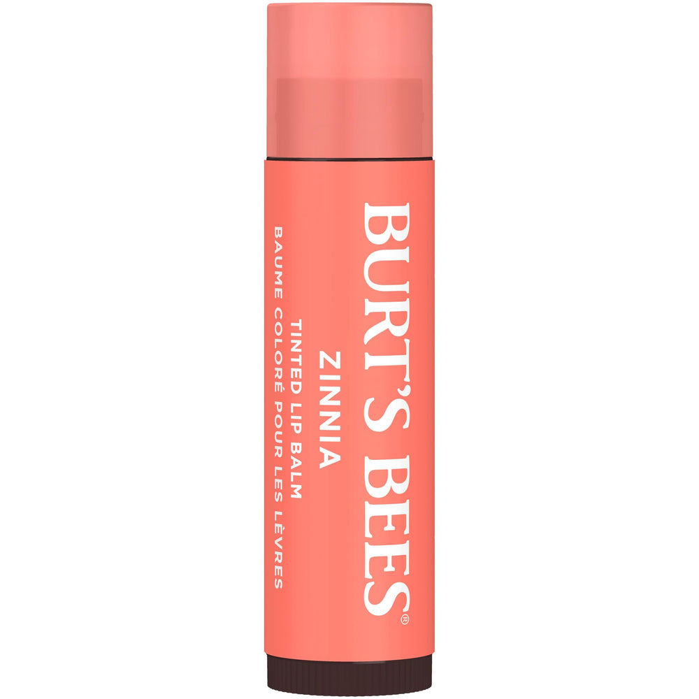 Burt's Bees Lip Tint Balm Zinnia swatch on lips shows buildable color.