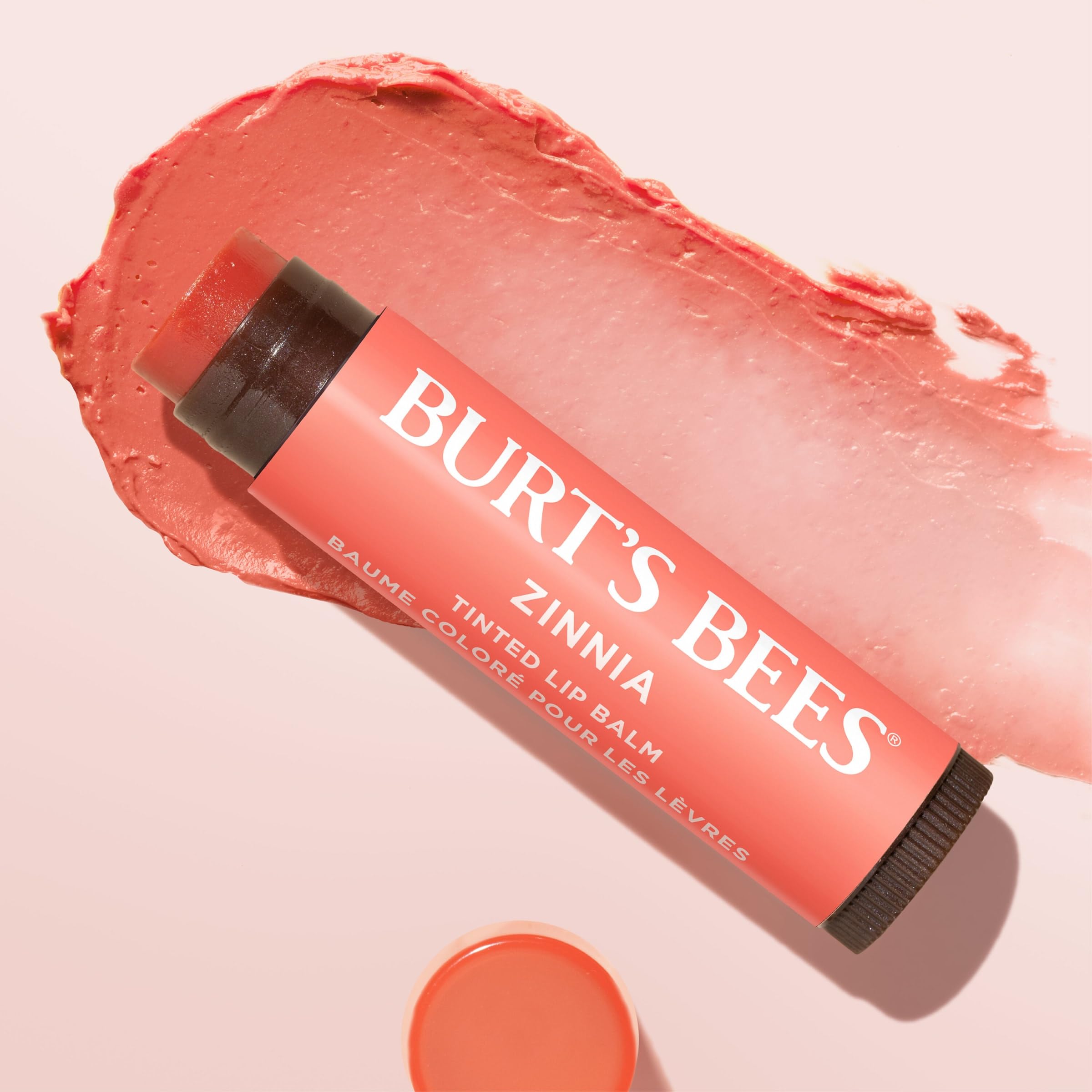 Burt's Bees Lip Tint Balm Zinnia 2-pack display at retail stores.