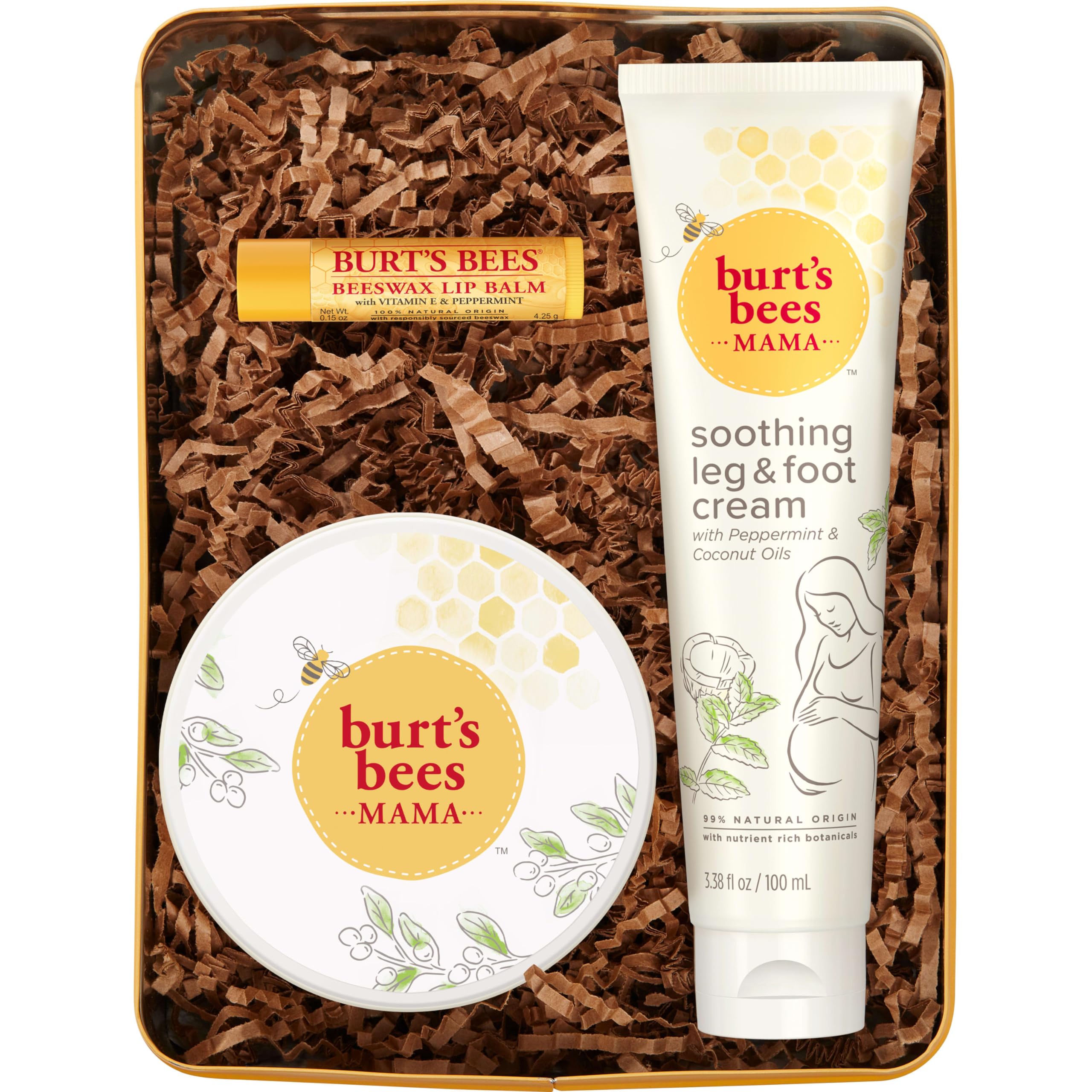 Burt's Bees Mama Gift Set belly butter jar providing gentle hydration for the growing belly