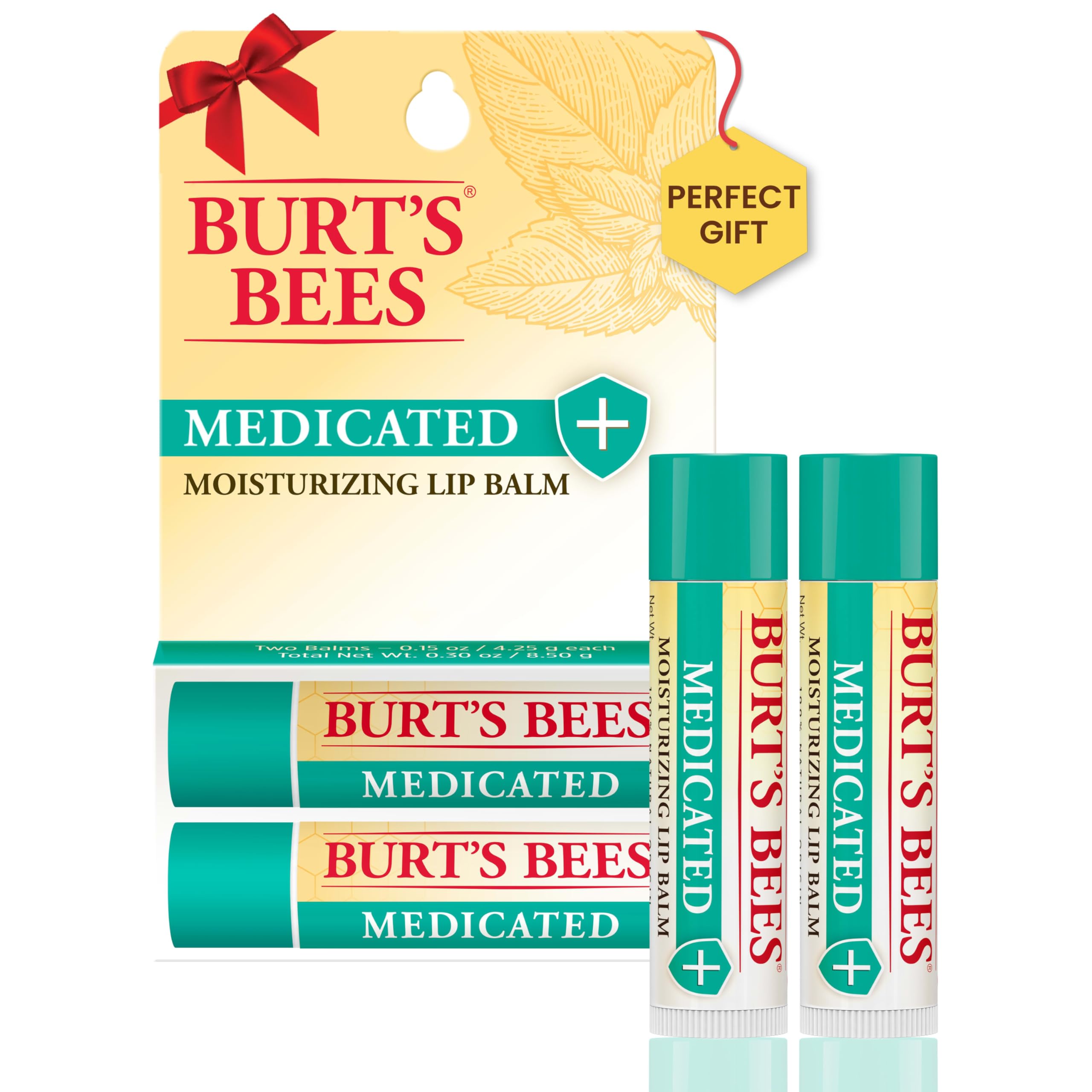 Burt's Bees medicated lip balm with eucalyptus and menthol in two-tube package
