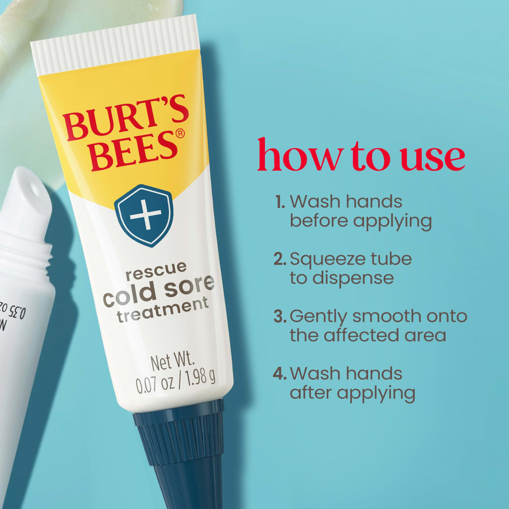 Burt's Bees mentol eucalipto, tratamiento para herpes labial, sensación refrescante.