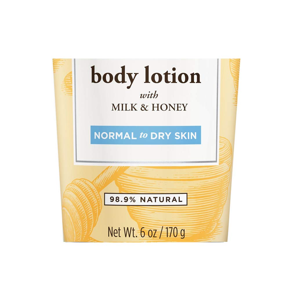 Burt's Bees Milk & Honey ingredients panel highlighting natural hydration.