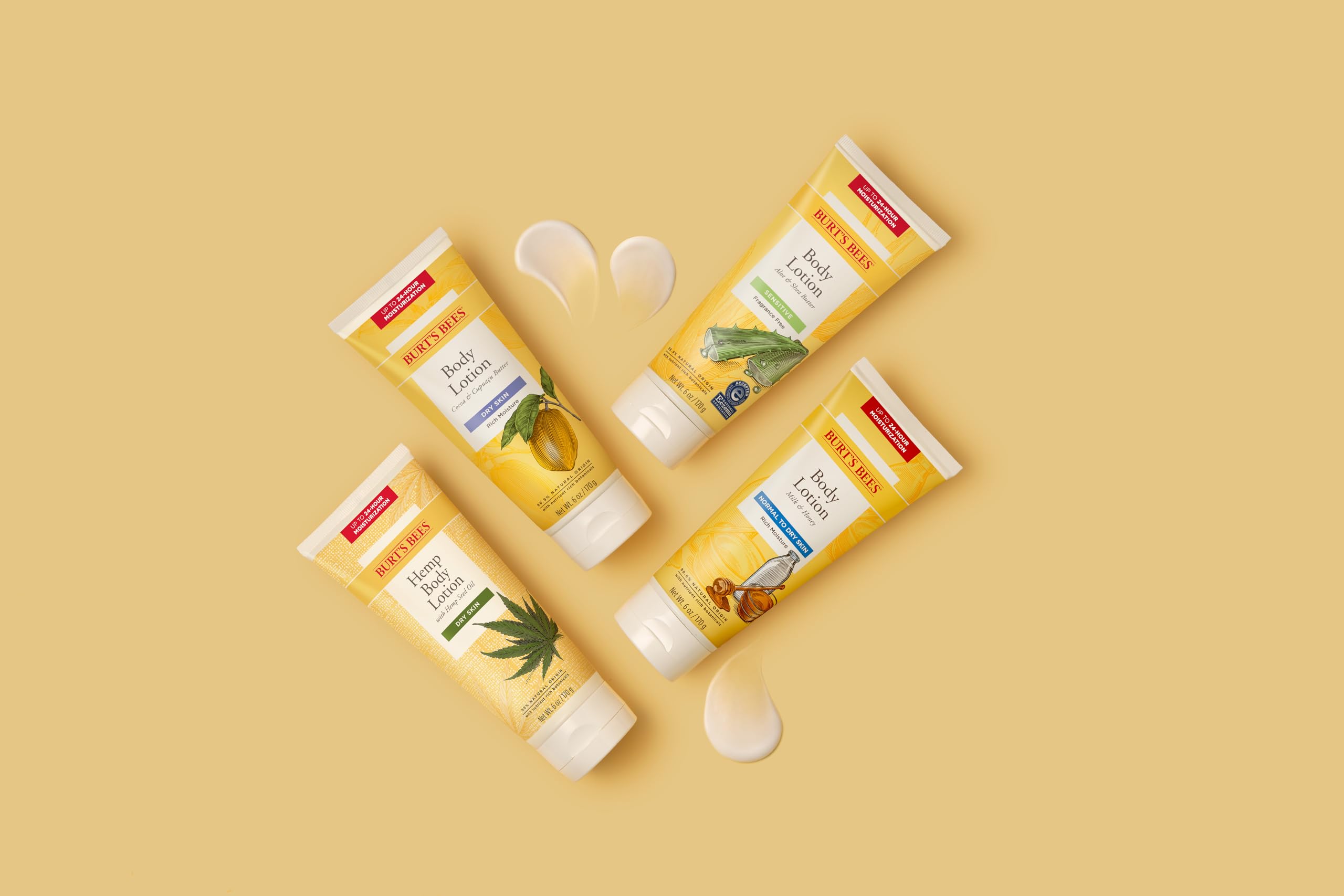 Burts Bees Milk & Honey Body Lotion packaging variation shown with eco-friendly design