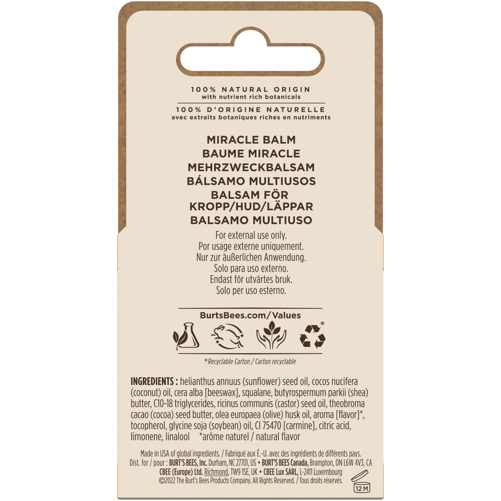 Burt's Bees Miracle Balm lip moisturizer or gloss on lips