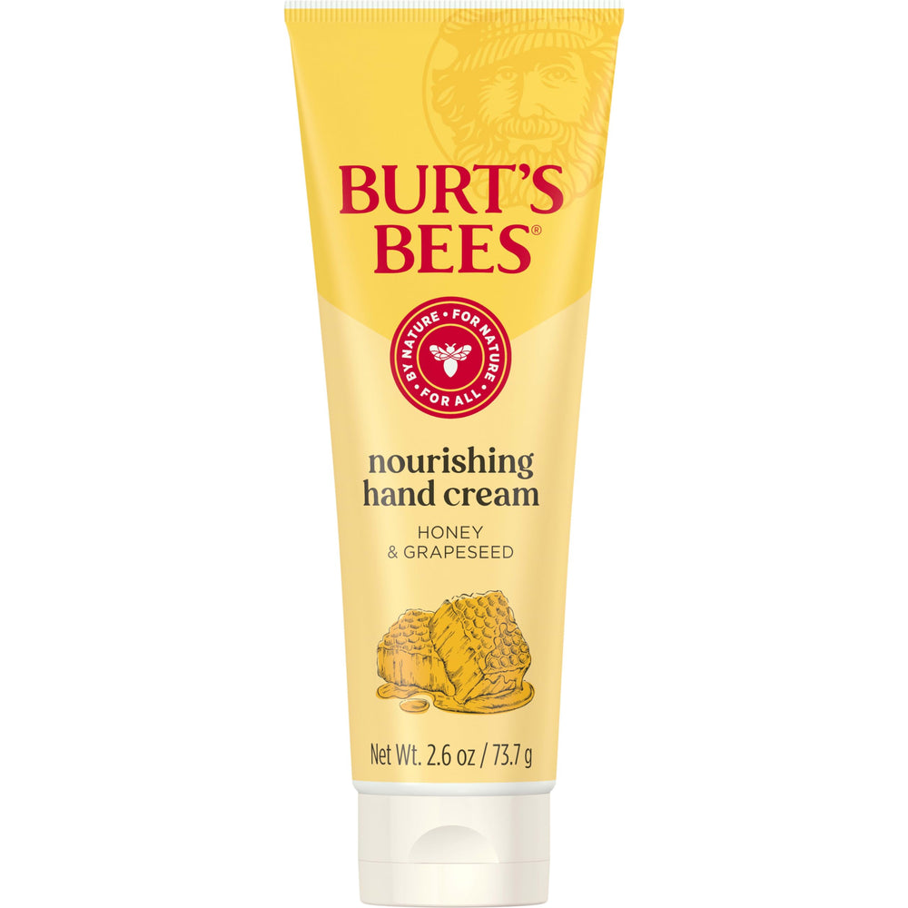 Burt's Bees Nourishing Honey Grapeseed Hand Cream tube providing rich hydration for dry hands.