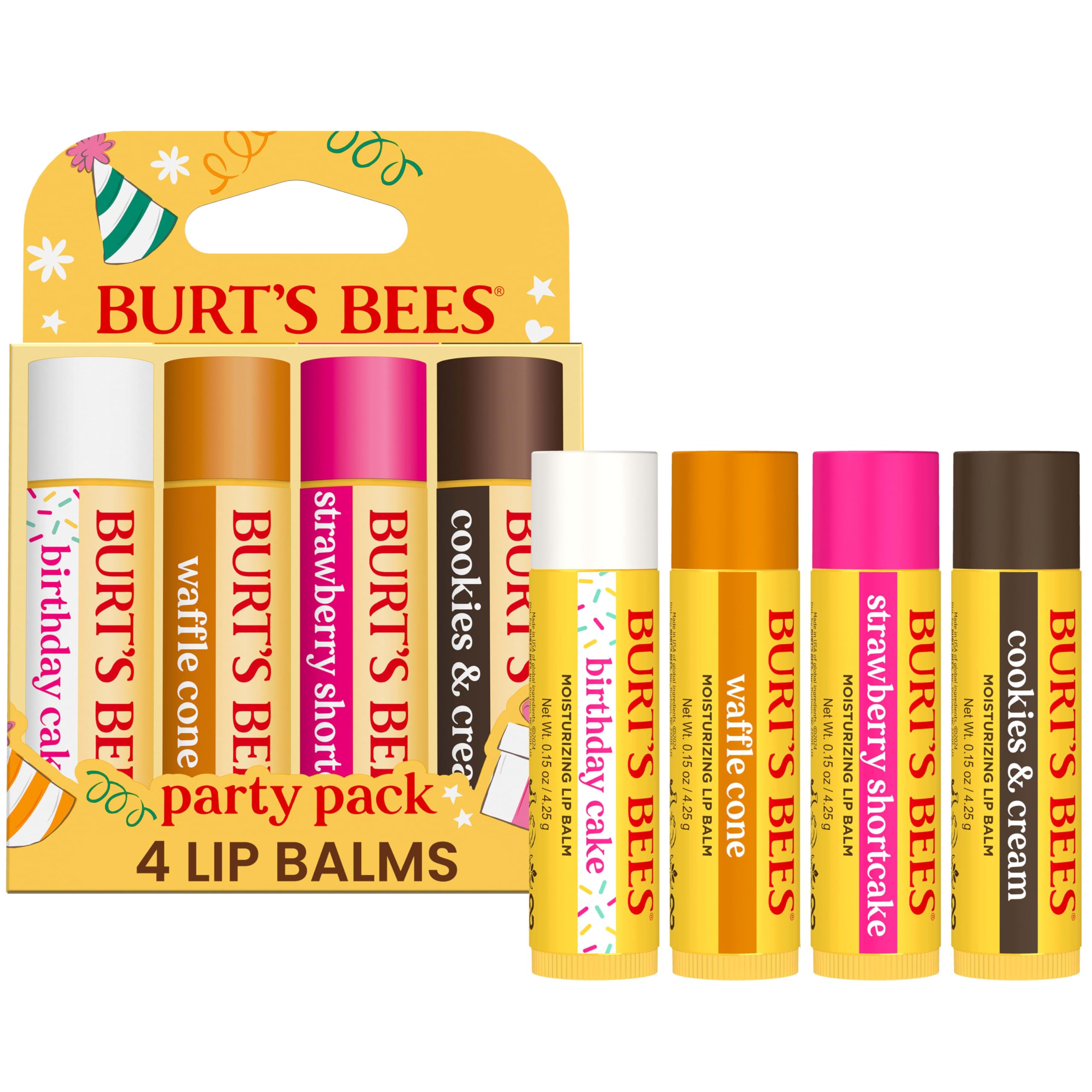 Burt's Bees Lip Balm Party Pack Birthday Cake tube for on-the-go hydration