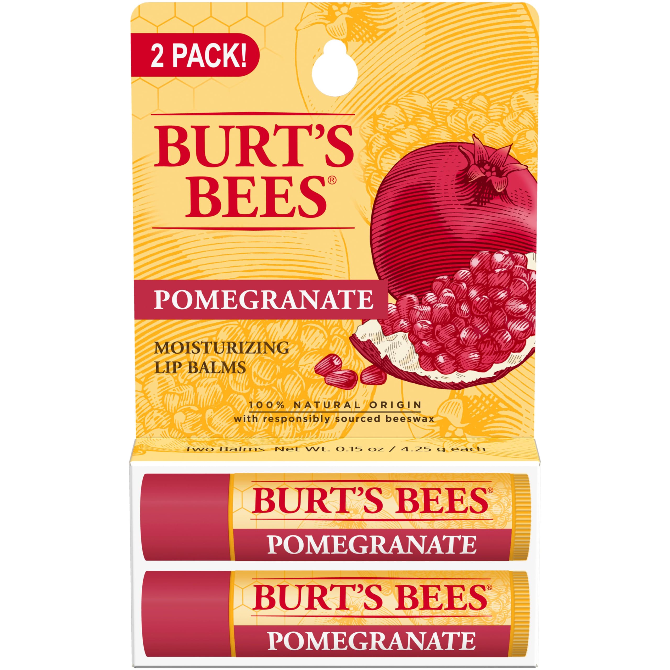 Pomegranate lip balm color swatch demonstrating tint option