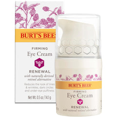 Burt's Bees Renewal Eye Cream bottle demonstrates natural retinol alternative for smoother under-eye skin.