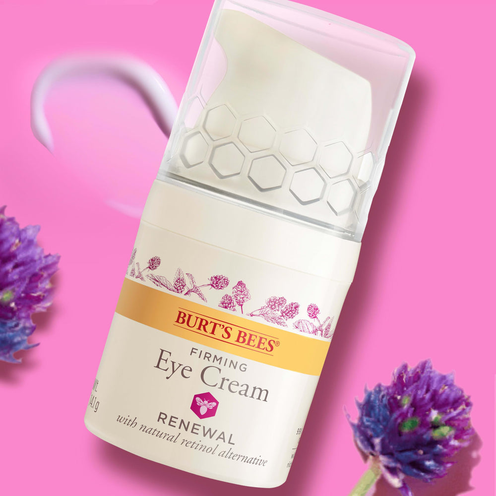 Burt's Bees Renewal Eye Cream ingredients back highlights 99% natural origin.
